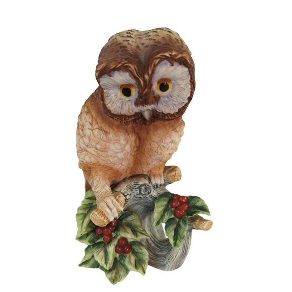 Vintage Porcelain Andrea by Sadek Elf Owl on Branch - Picture 6 of 8